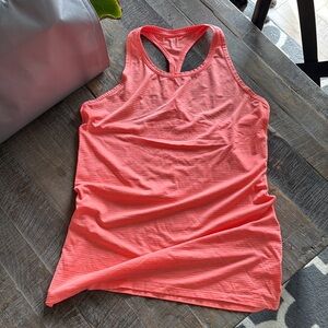 Athleta Striped Chi High Neck Tank Coral Size Small